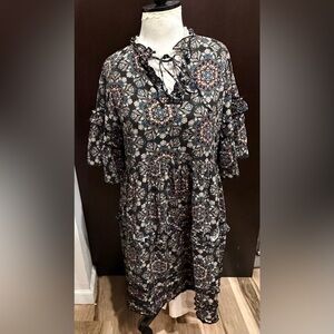 Bohemian Long Sleeve Dress with Floral Print